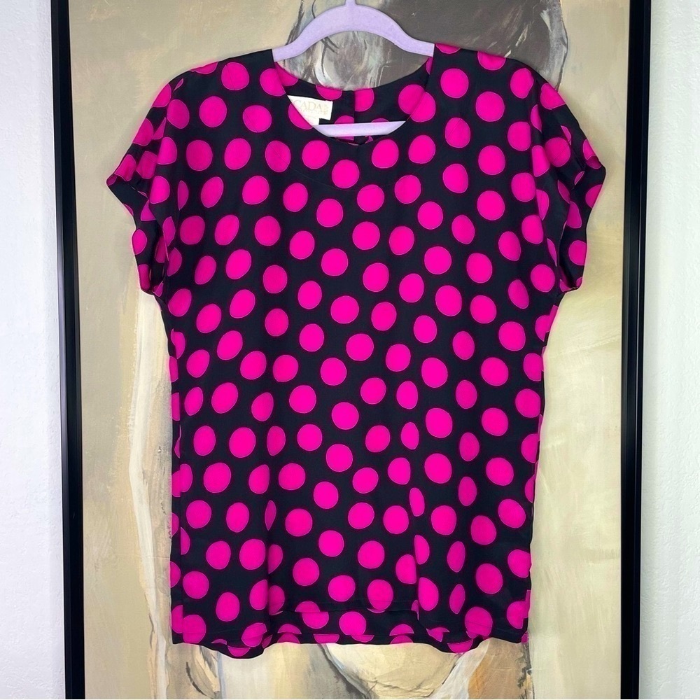 VINTAGE Escada Margaretha Ley Polka Dot Silk Top